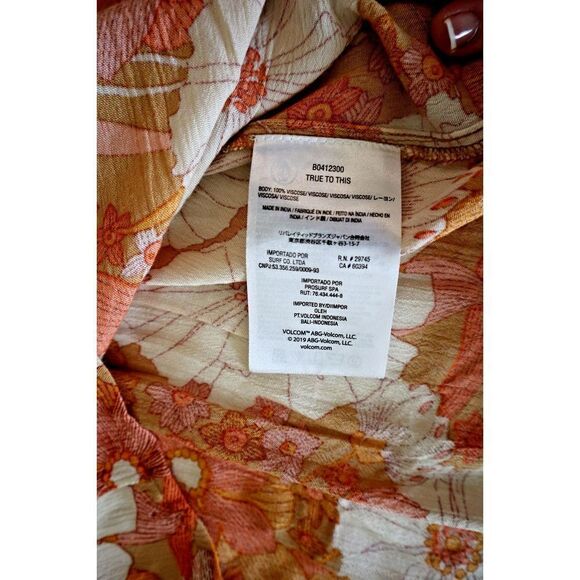 Volcom B0412300 Women's Sz S Brown/Orange Floral Only Good Daze Sleeveless Top - Picture 5 of 6